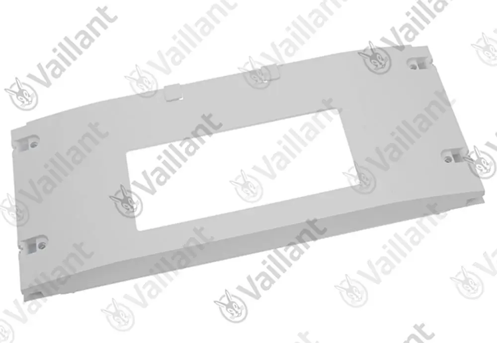 Vaillant Frontblech mit rechteckigem Ausschnitt, montierbar an einer Schaltleiste, in neutralem Weiß, einfache Form und Konstruktion.